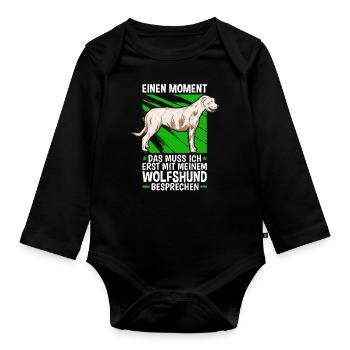 Mit meinem Wolfshund besprechen Irish Wolfhound - Baby Bio-Langarm-Body - Schwarz - Vorne