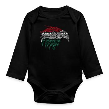 Mexikanischer Eagle Aztec-Stil, - Baby Bio-Langarm-Body - Schwarz - Vorne