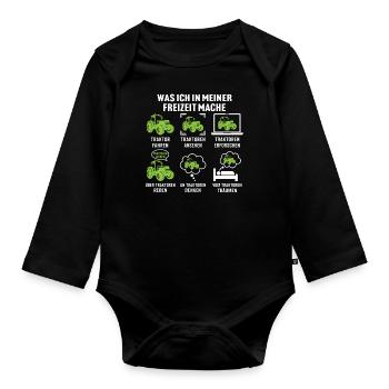 Was ich in meiner freizeit mache traktor trecker - Baby Bio-Langarm-Body - Schwarz - Vorne