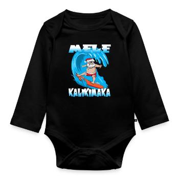 Mele Kalikimaka Christmas in Hawaii Santa Claus - Organic Longsleeve Baby Bodysuit - black - Front