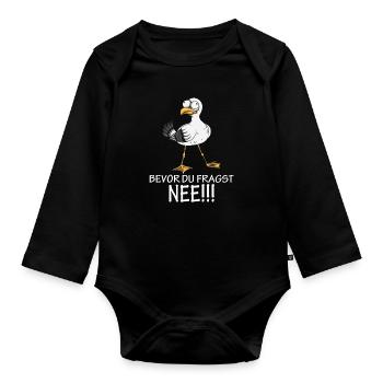 Norden Küste Möwe Spruch Faullenzer Ostsee Nordsee - Baby Bio-Langarm-Body - Schwarz - Vorne