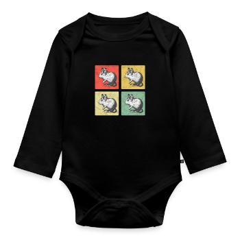 Degu Vintage chilenisches Nagetier Degu - Baby Bio-Langarm-Body - Schwarz - Vorne