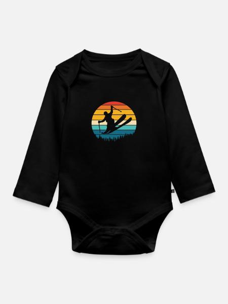 Ski - Organic Longsleeve Baby Bodysuit - black