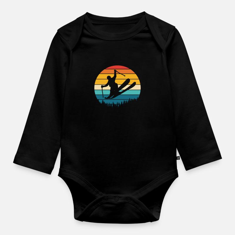 Ski - Organic Longsleeve Baby Bodysuit - black