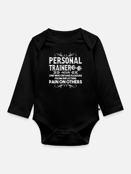 Personal Trainer Personal Trainer Definition - Organic Longsleeve Baby Bodysuit - black