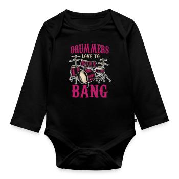 Schlagzeuger Drums - Baby Bio-Langarm-Body - Schwarz - Vorne
