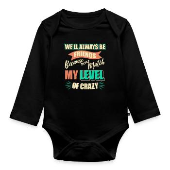 Friend Best Friends - Organic Longsleeve Baby Bodysuit - black - Front
