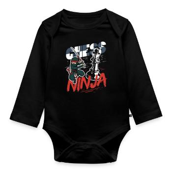 Drôle de joueur d’échecs Pièce d’échecs Chess Ninja - Body Bébé bio manches longues - noir - Devant