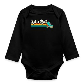 Roller skate, roller skater, skate - Organic Longsleeve Baby Bodysuit - black - Front