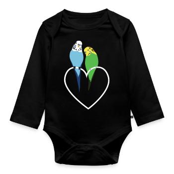 Budgerigar Heart - Organic Longsleeve Baby Bodysuit - black - Front