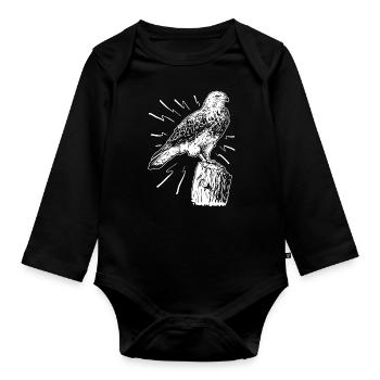 Ornithology Bird Lover Hawk Falcon Eagle - Organic Longsleeve Baby Bodysuit - black - Front