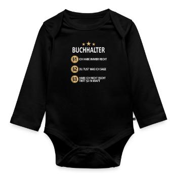 Buchhalter Buchhaltung Finanzbuchhaltung Spruch - Baby Bio-Langarm-Body - Schwarz - Vorne