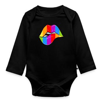 Rainbow - Organic Longsleeve Baby Bodysuit - black - Front