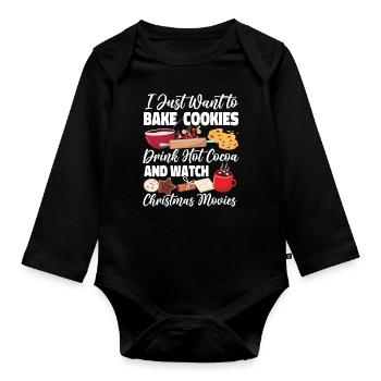 Bake Baking Christmas Cookie I - Organic Longsleeve Baby Bodysuit - black - Front