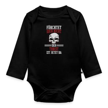 Tuba Tubist Tubaspieler Instrument Spruch - Baby Bio-Langarm-Body - Schwarz - Vorne