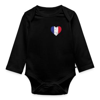 France Heart Flag France Patriot Fan - Body Bébé bio manches longues - noir - Devant