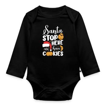 Bake Baking Christmas Cookie Santa - Organic Longsleeve Baby Bodysuit - black - Front