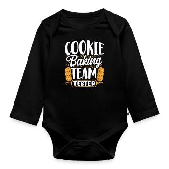 Bake Baking Cookie Team Tester - Baby Bio-Langarm-Body - Schwarz - Vorne