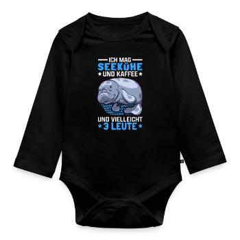 Seekühe und Kaffee Manati Meeressäuger Seekuh - Baby Bio-Langarm-Body - Schwarz - Vorne