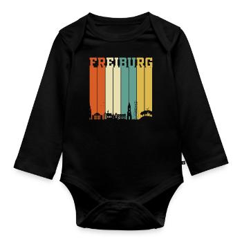 Freiburg Skyline - Baby Bio-Langarm-Body - Schwarz - Vorne