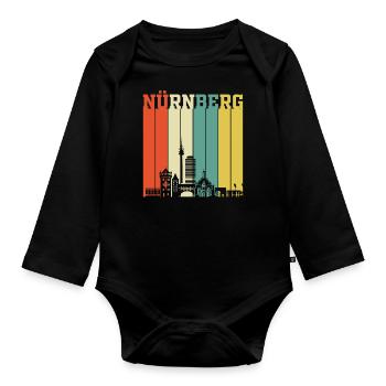 Nürnberg | Nürnberg Retro Vintage - Baby Bio-Langarm-Body - Schwarz - Vorne