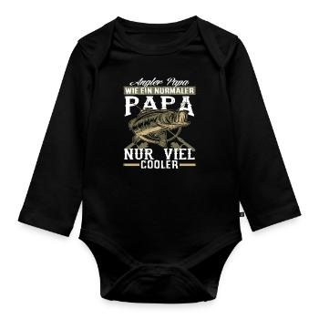Vatertagsgeschenk Angler Angeln Hobby - Baby Bio-Langarm-Body - Schwarz - Vorne