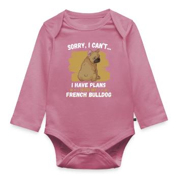 French Bulldog - Organic Longsleeve Baby Bodysuit - mauve - Front