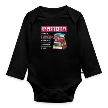 Buch Bücher Tag Geschenk Leseratte - Baby Bio-Langarm-Body - Schwarz - Vorne