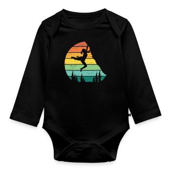 Bouldern Sportlerin - Baby Bio-Langarm-Body - Schwarz - Vorne
