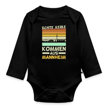 Lustige Mannheim Sprüche Stadt Liebe Heimat - Baby Bio-Langarm-Body - Schwarz - Vorne