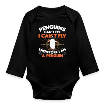Penguin Penguin Penguin Penguin Lovers - Organic Longsleeve Baby Bodysuit - black - Front
