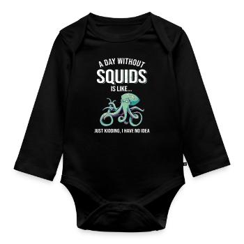 Octopus Octopus - Organic Longsleeve Baby Bodysuit - black - Front