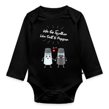 Salz und Pfefferstreuer Paar Geschenk für Köche - Baby Bio-Langarm-Body - Schwarz - Vorne