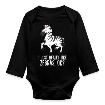 Zebra - I just really like Zebras, ok? - Body Bébé bio manches longues - noir - Devant