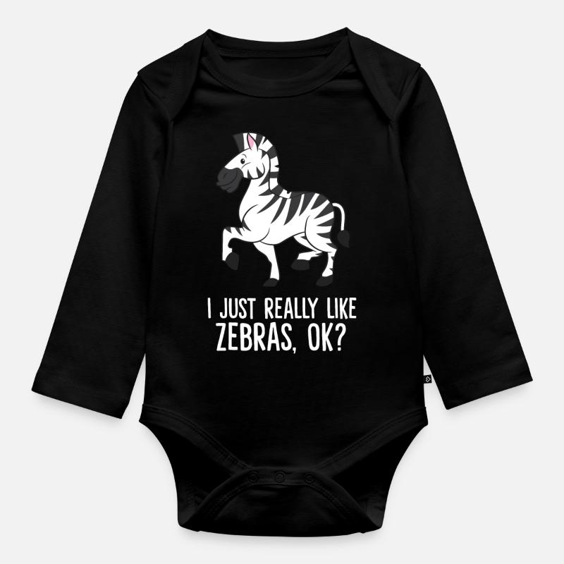 Zebra - I just really like Zebras, ok? - Baby Bio-Langarm-Body - Schwarz