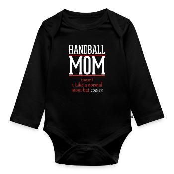 Handball Mama wie eine normale Mutter nur cooler - Baby Bio-Langarm-Body - Schwarz - Vorne