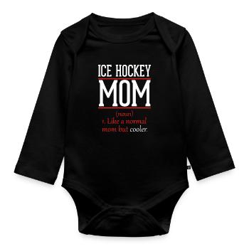 Eishockey Mama wie eine normale Mutter nur cooler - Baby Bio-Langarm-Body - Schwarz - Vorne