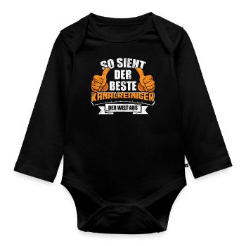 Kanalreiniger Vintage - Baby Bio-Langarm-Body - Schwarz - Vorne