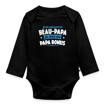 Je Ne Suis Pas Un Beau-papa Je Suis Un Papa Bonus - Body Bébé bio manches longues - noir - Devant