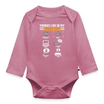 Funny cat owner, cats - Organic Longsleeve Baby Bodysuit - mauve - Front