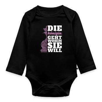 Schach Schachfigur - Baby Bio-Langarm-Body - Schwarz - Vorne