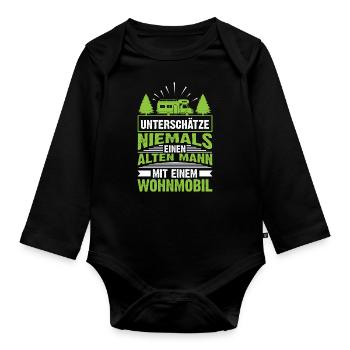 Camping Wohnmobil - Baby Bio-Langarm-Body - Schwarz - Vorne
