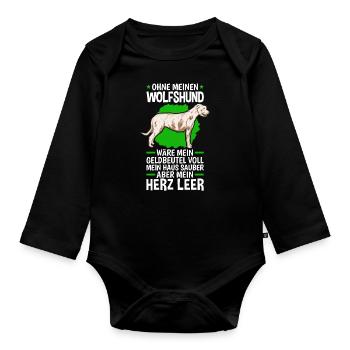 Ohne meinen Irischer Wolfshund Irish Wolfhound - Baby Bio-Langarm-Body - Schwarz - Vorne