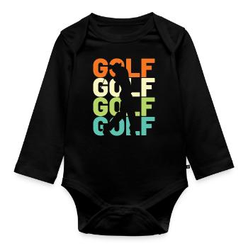 Golf Golfer Retro - Baby Bio-Langarm-Body - Schwarz - Vorne