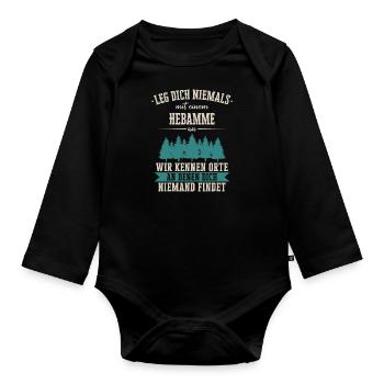 Hebamme Hebammen Entbindungspflegerin Beruf Spruch - Baby Bio-Langarm-Body - Schwarz - Vorne