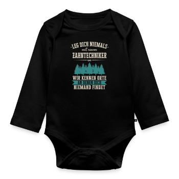Zahntechniker Zahntechnik Zahnarzt Spruch - Baby Bio-Langarm-Body - Schwarz - Vorne