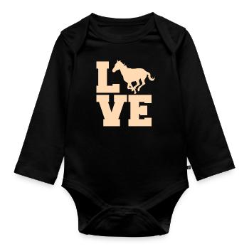 Pferdeliebhaberin Reiten Reitermädchen - Baby Bio-Langarm-Body - Schwarz - Vorne