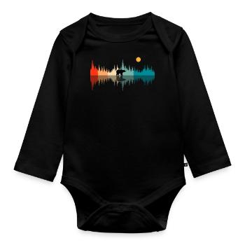 Ondes sonores nature, audiophiles - Body Bébé bio manches longues - noir - Devant
