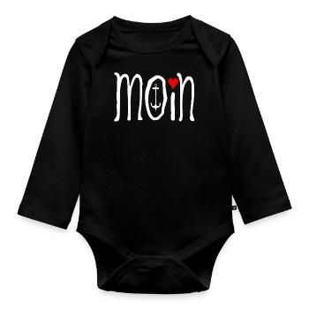 Moin Anker Herz - Baby Bio-Langarm-Body - Schwarz - Vorne
