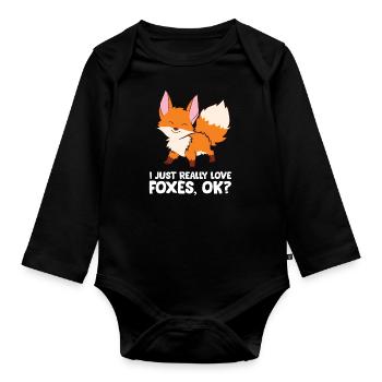 Renard - I just really like foxes, ok? - Body Bébé bio manches longues - noir - Devant